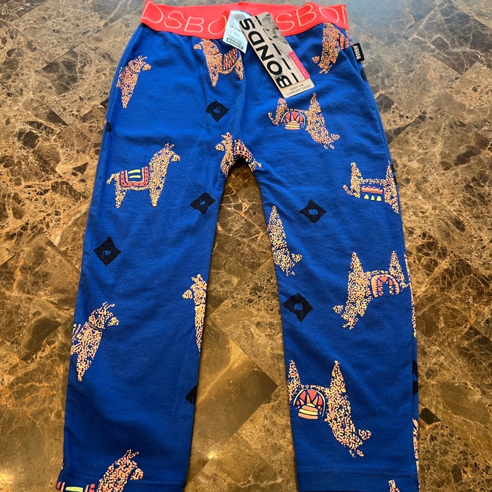 Bonds Blue Pants with Vibrant Llama Design